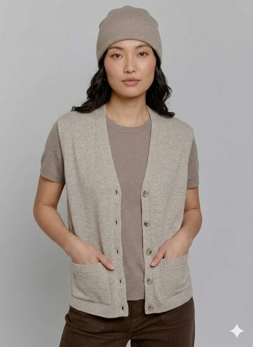 Unisex ribbed cashmere hat