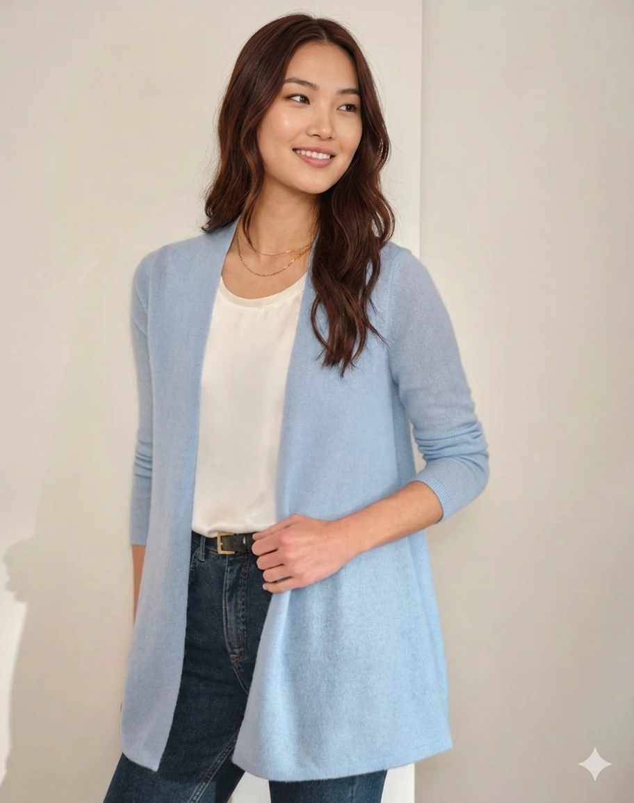 Lightweight layering cashmere cardigan